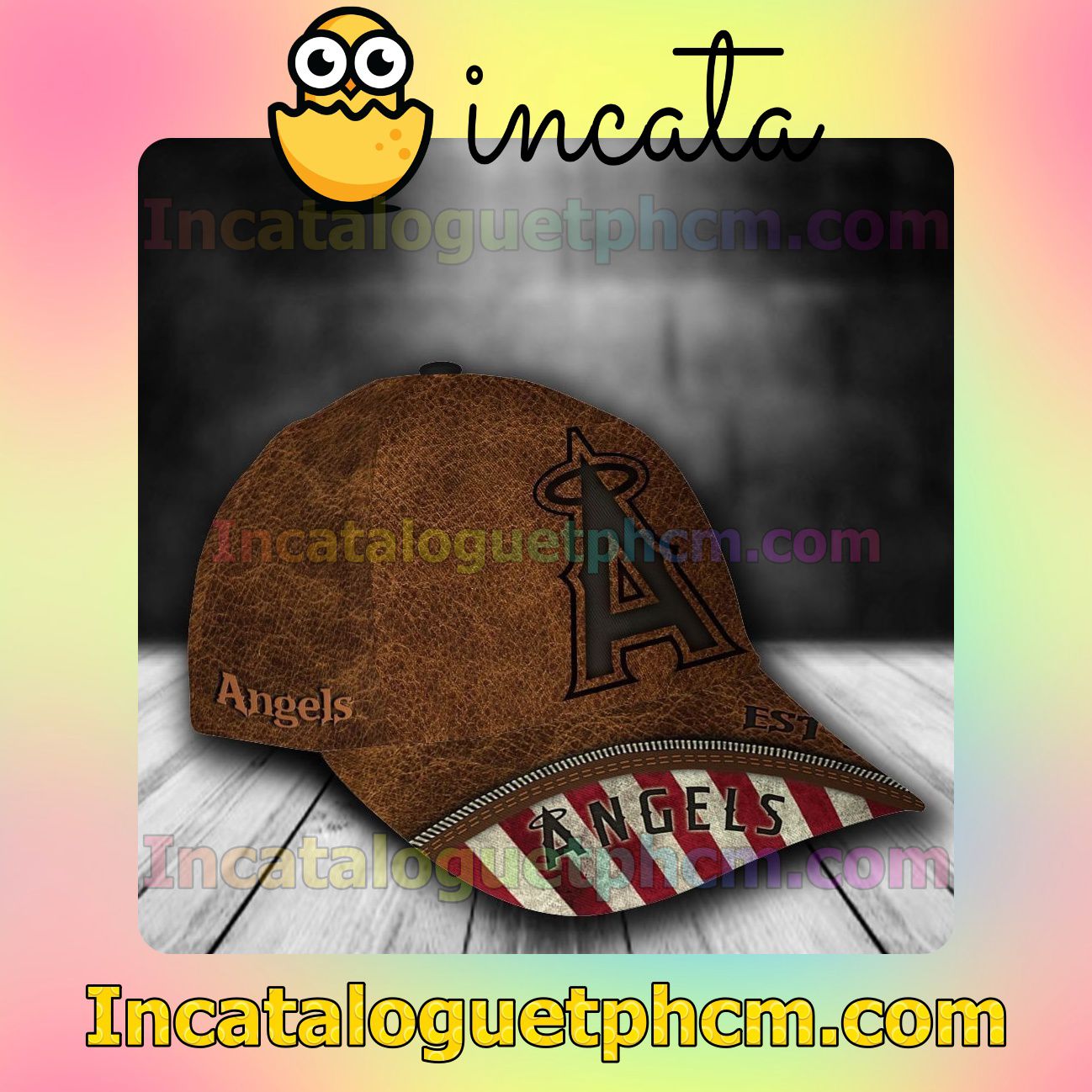 Sale Off Los Angeles Angels Leather Zipper Print MLB Customized Hat Caps