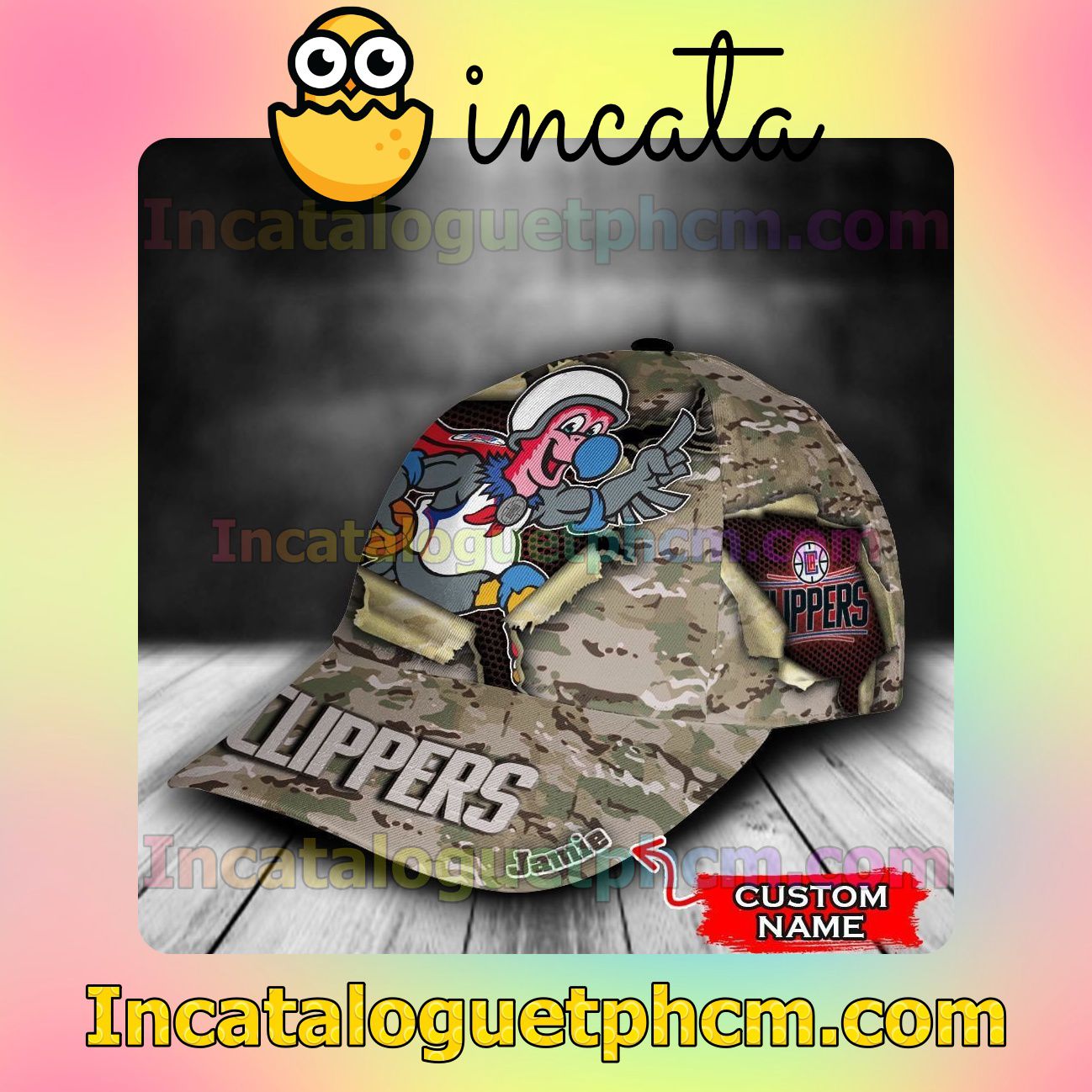 Great Quality Los Angeles Clippers Camo Mascot NBA Customized Hat Caps