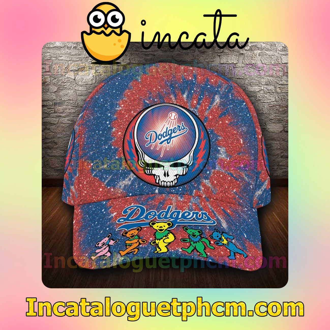 POD Los Angeles Dodgers & Grateful Dead Band MLB Customized Hat Caps