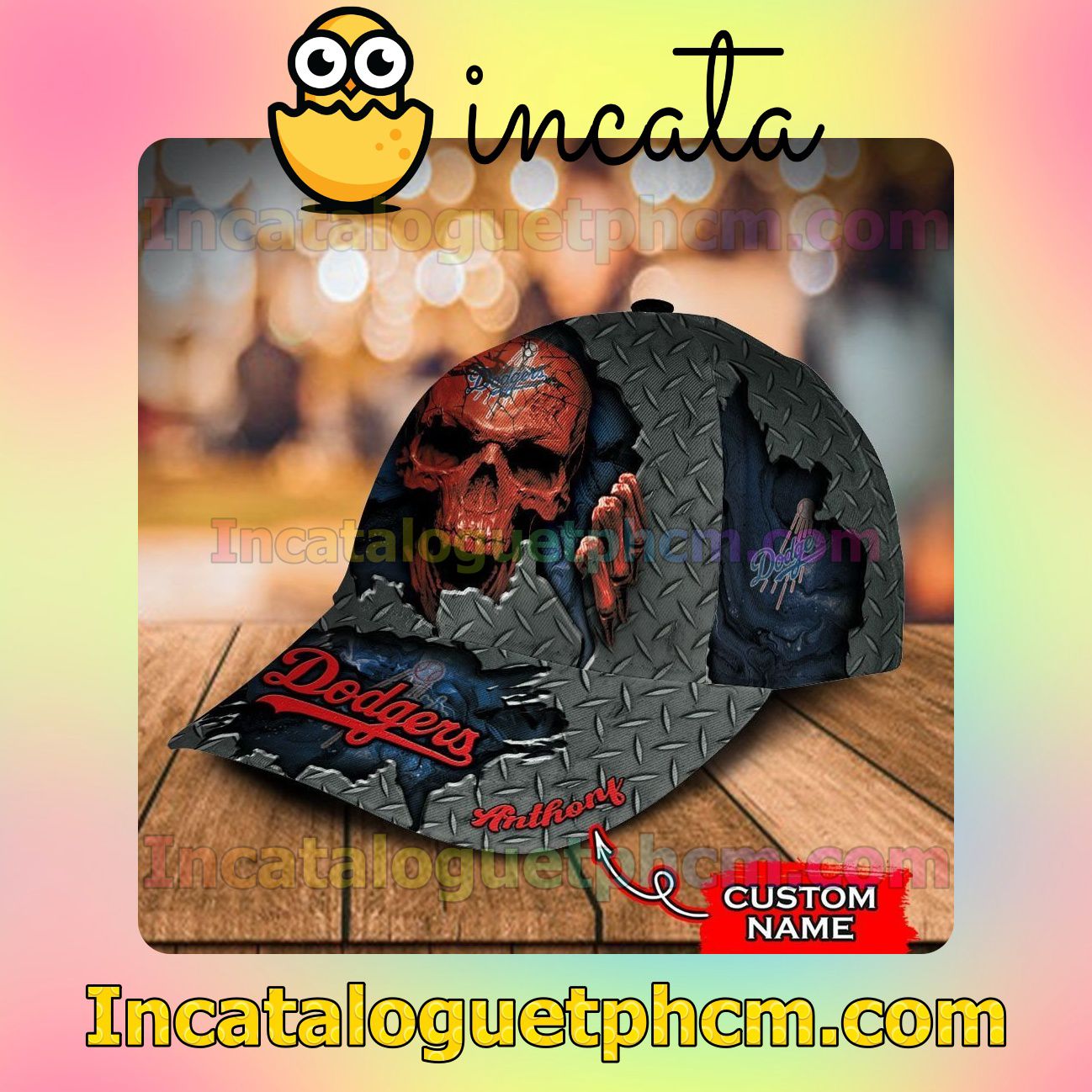 Cheap Los Angeles Dodgers Skull MLB Customized Hat Caps