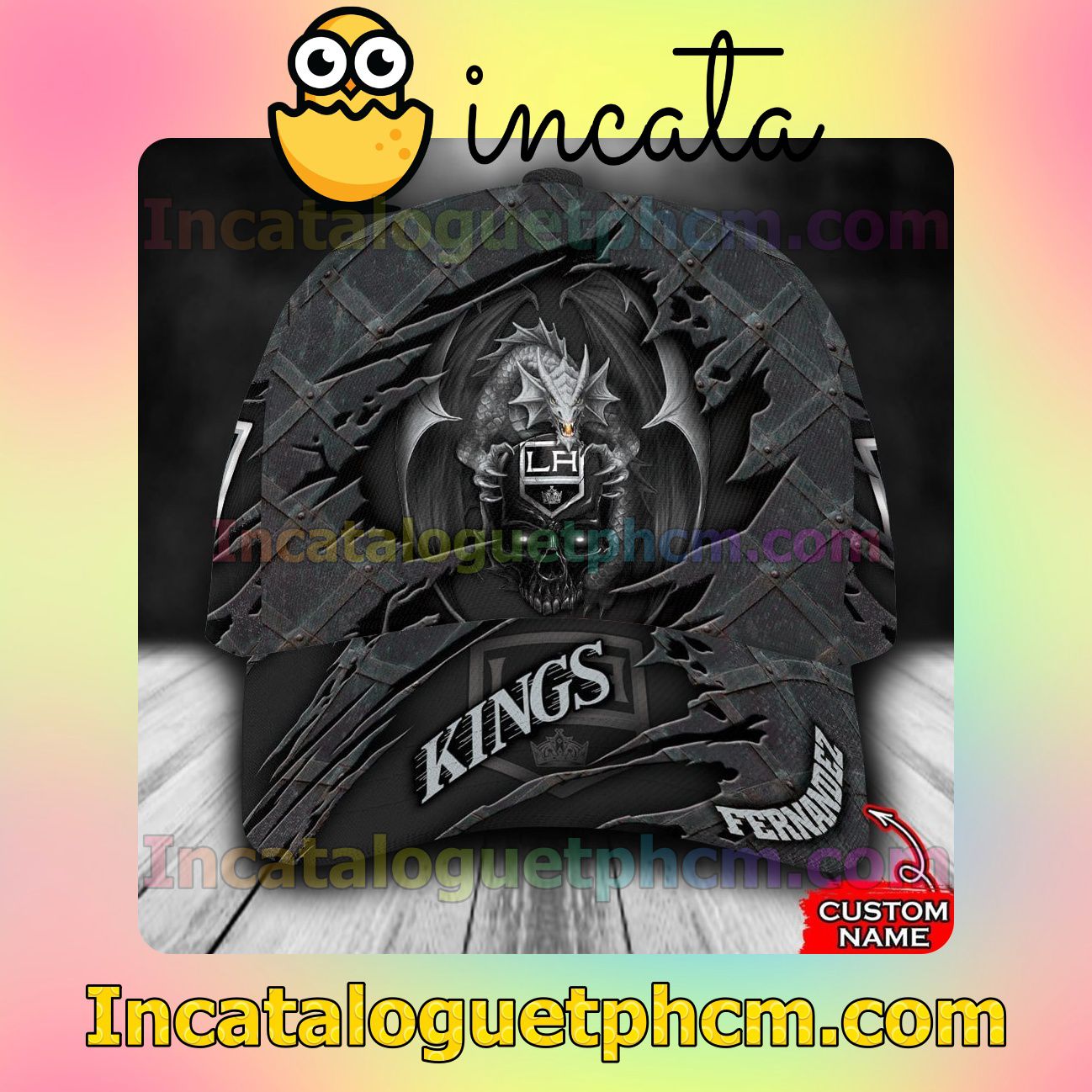 Awesome Los Angeles Kings Dragon Crack 3D NHL Customized Hat Caps