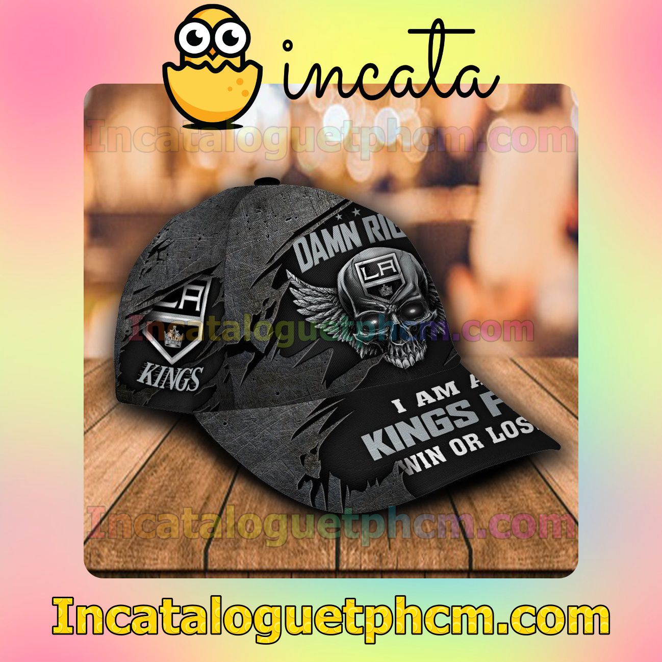 Best Los Angeles Kings Skull Damn Right I Am A Fan Win Or Lose NHL Customized Hat Caps