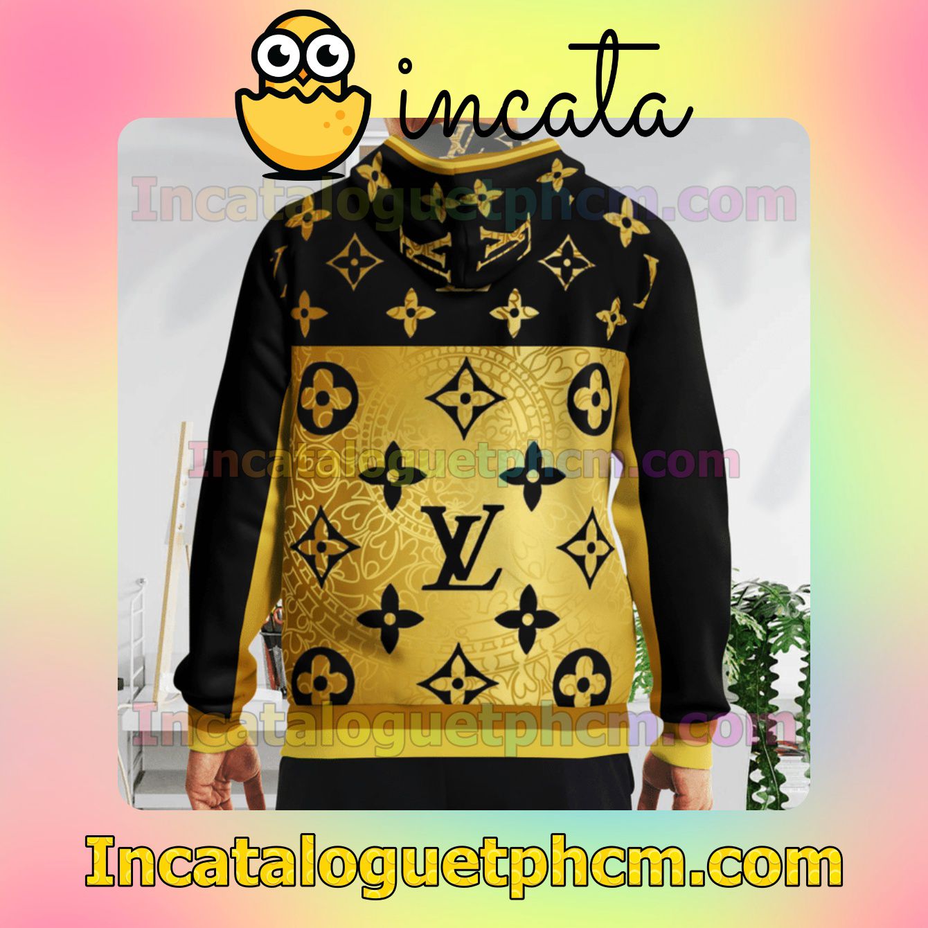 Adorable Louis Vuitton Black And Gold Nike Zip Up Hoodie
