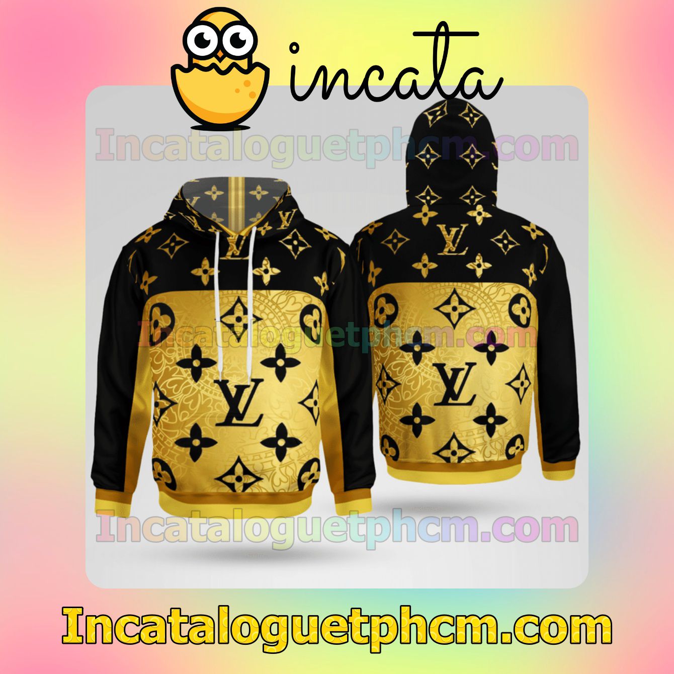 Louis Vuitton Black And Gold Nike Zip Up Hoodie
