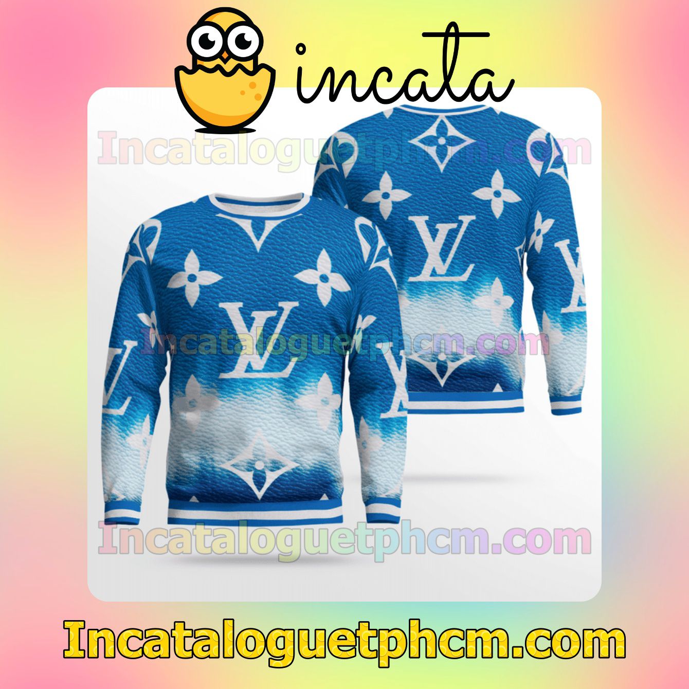 Louis Vuitton Escale Neverfull Blue Tie Dye Wool Sweater Sweatshirt Gift For Mom