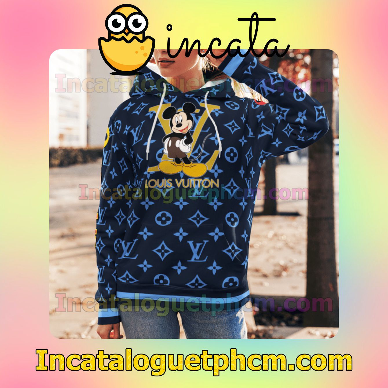 All Over Print Louis Vuitton Mickey Mouse Blue Monogram Nike Zip Up Hoodie