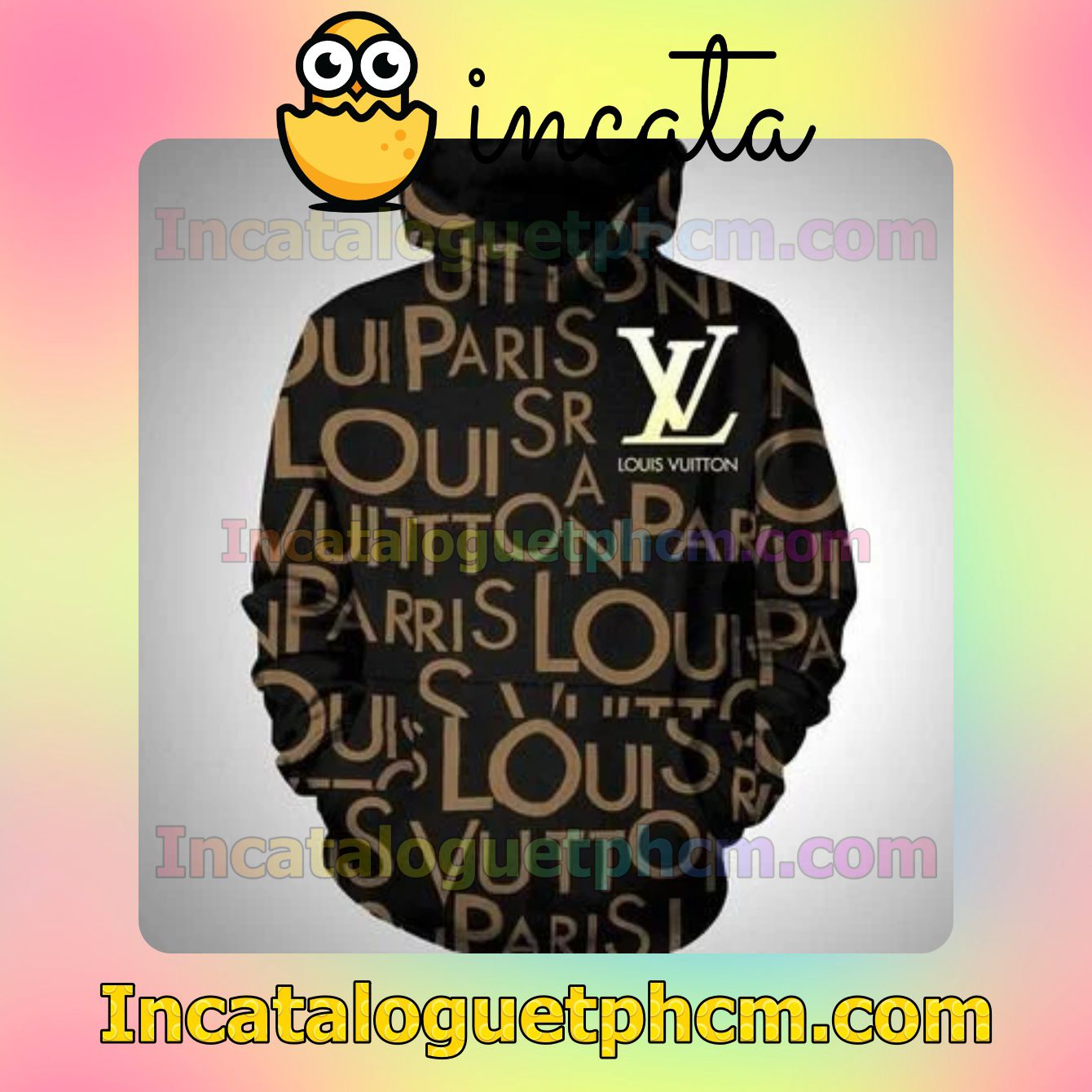 Louis Vuitton Paris Brand Name Print Black Nike Zip Up Hoodie