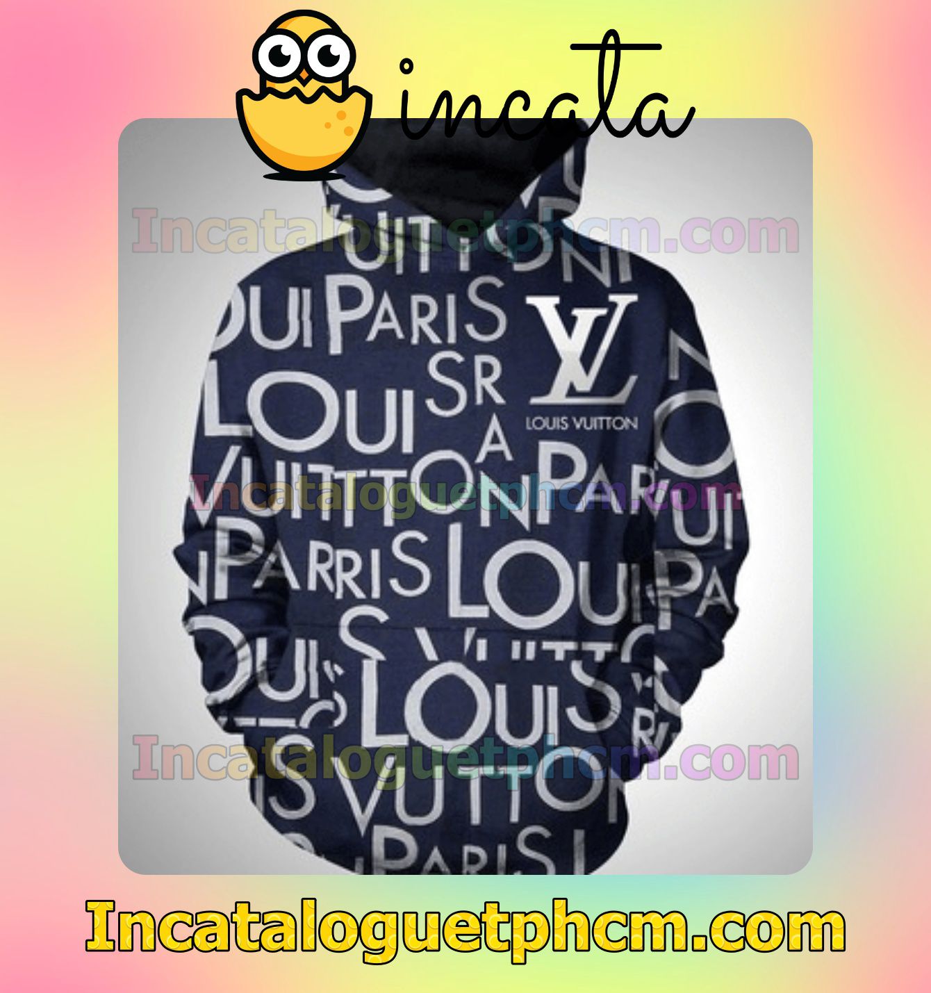 Louis Vuitton Paris Brand Name Print Navy Nike Zip Up Hoodie