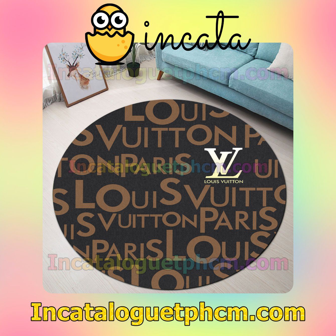 Louis Vuitton Paris Luxury Brand Round Carpet Rugs For Kitchen