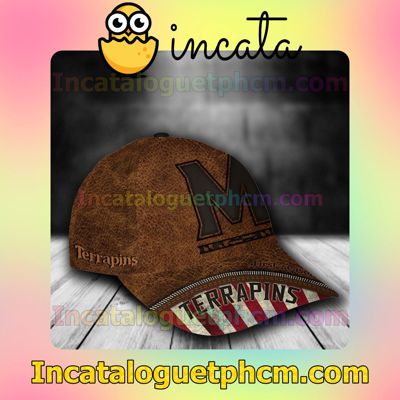 3D Maryland Terrapins Leather Zipper Print Customized Hat Caps