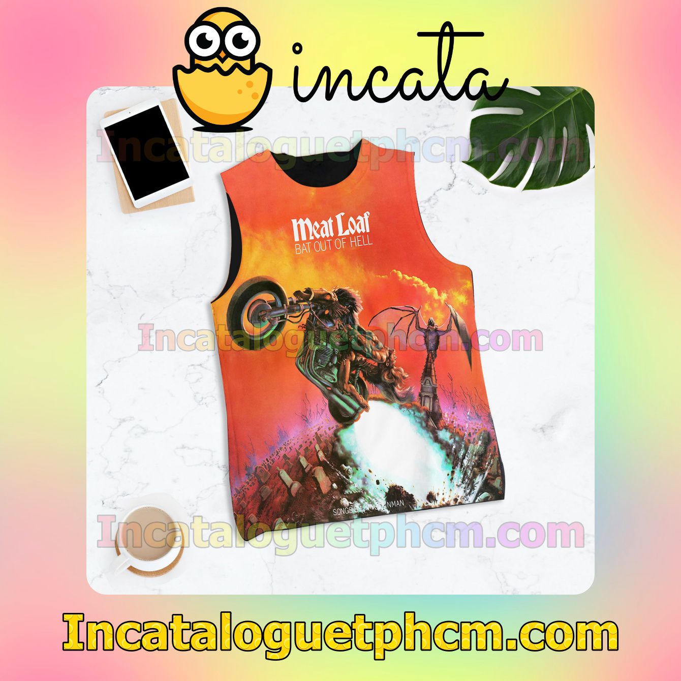 Meat Loaf Bat Out Of Hell Album Cover Sleeveless Racer Back Tank Tops