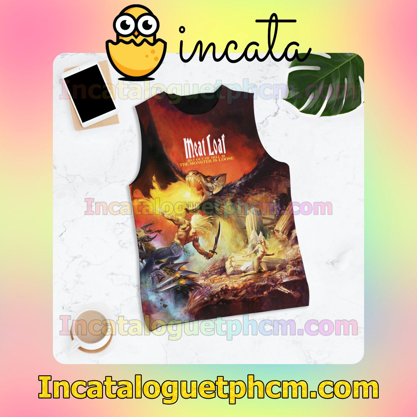 Meat Loaf Bat Out Of Hell III The Monster Is Loose Album Cover Sleeveless Racer Back Tank Tops