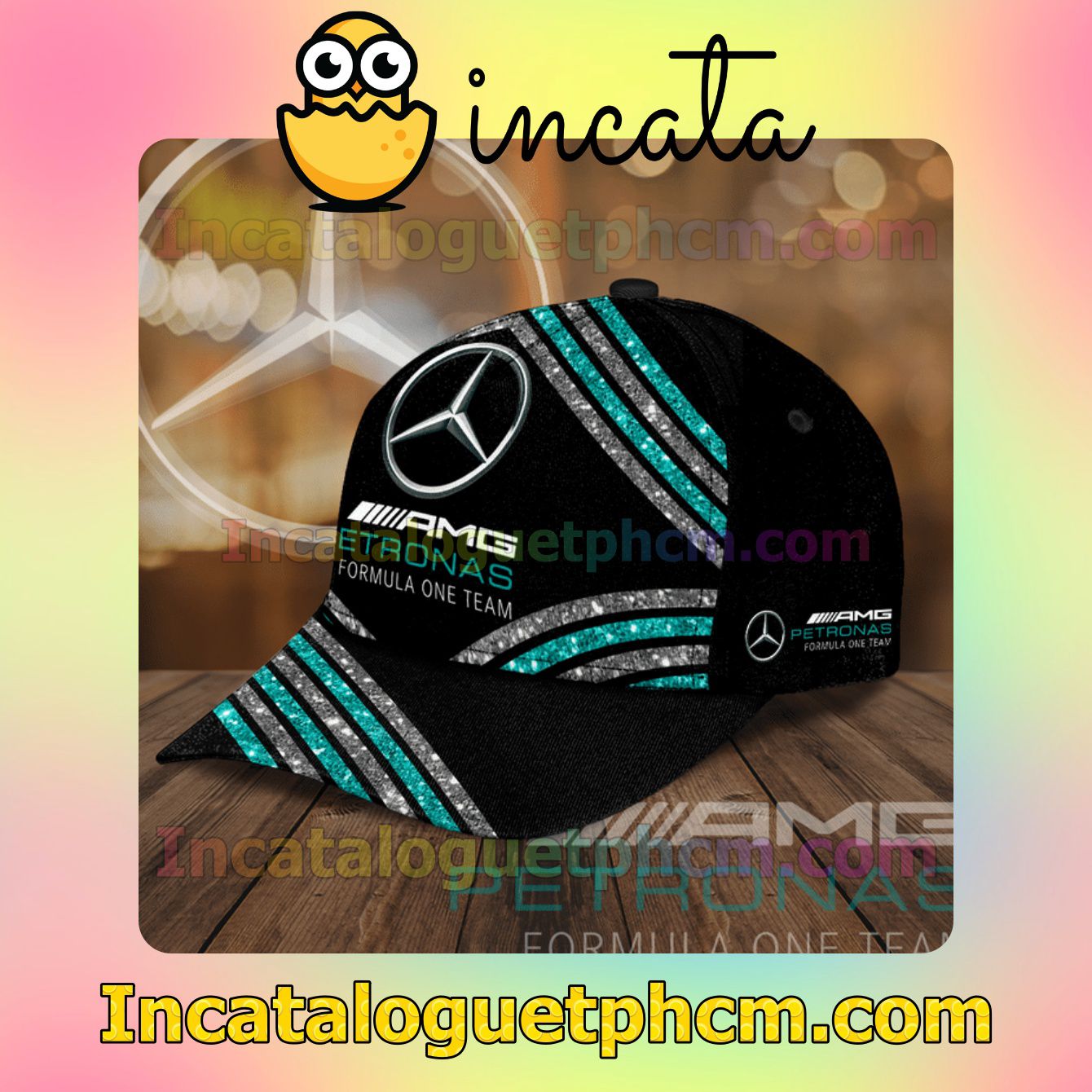 Fast Shipping Mercedes Amg Petronas Formula One Team Glitter Stripes Classic Hat Caps Gift For Men