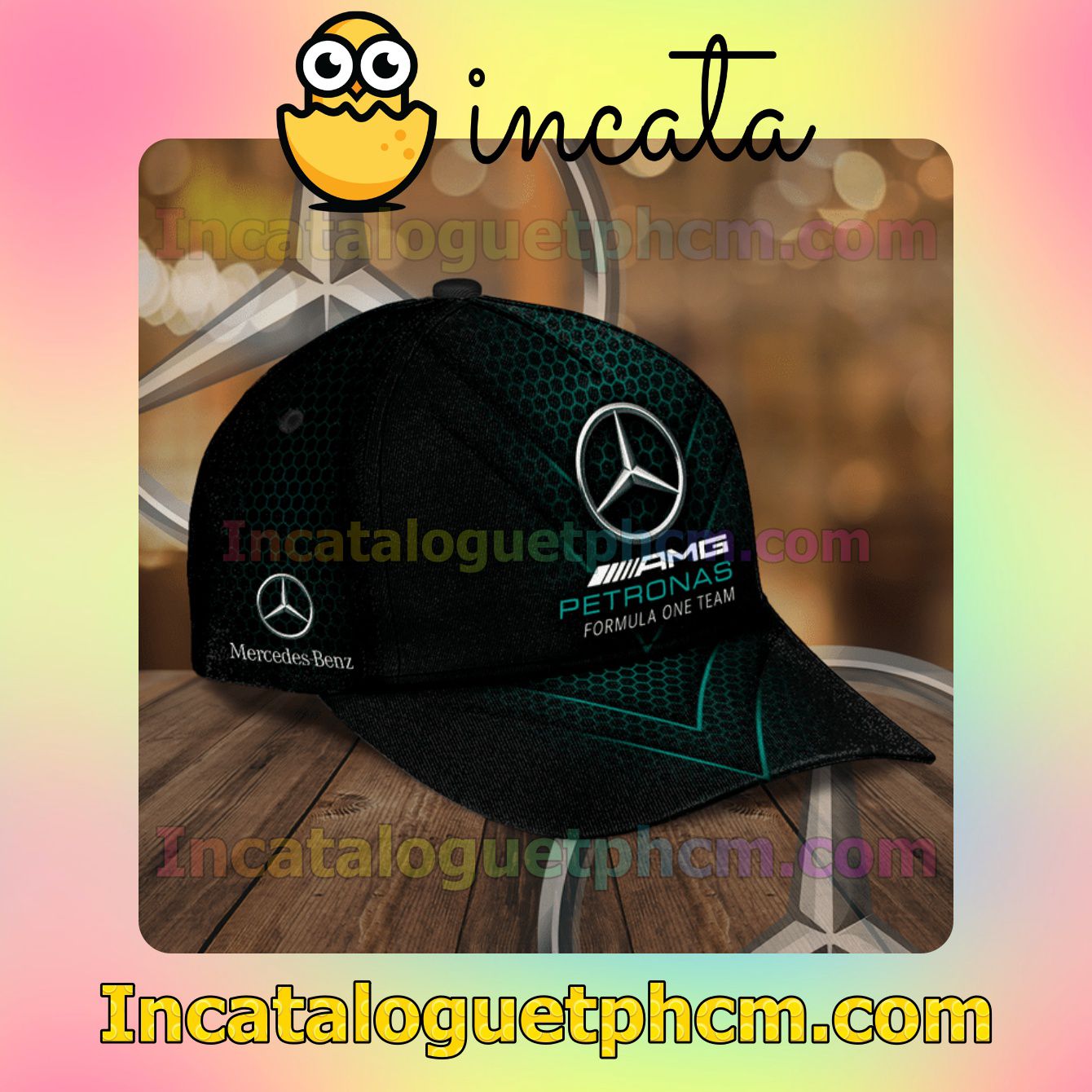 Perfect Mercedes Amg Petronas Formula One Team Hive Pattern Classic Hat Caps Gift For Men
