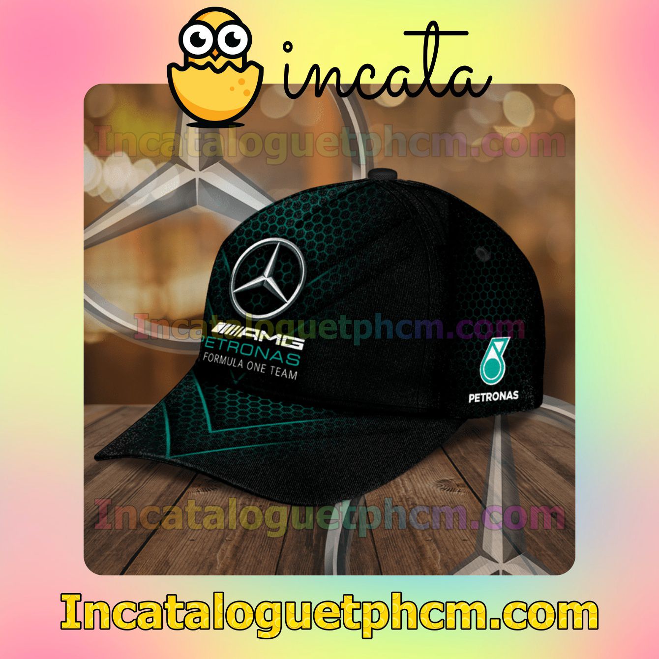 Near you Mercedes Amg Petronas Formula One Team Hive Pattern Classic Hat Caps Gift For Men
