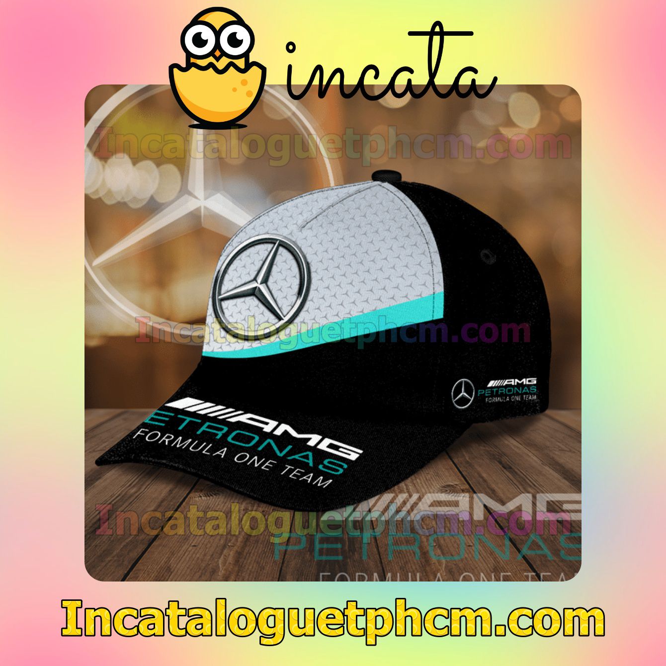 Limited Edition Mercedes Logo Printed Amg Petronas Formula One Team Black And Grey Classic Hat Caps Gift For Men