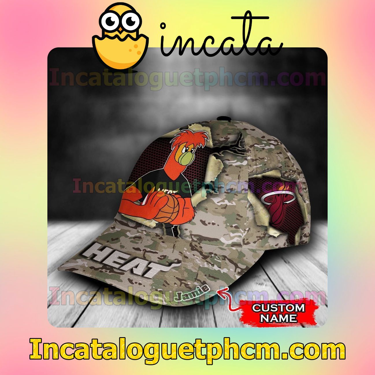 Very Good Quality Miami Heat Camo Mascot NBA Customized Hat Caps