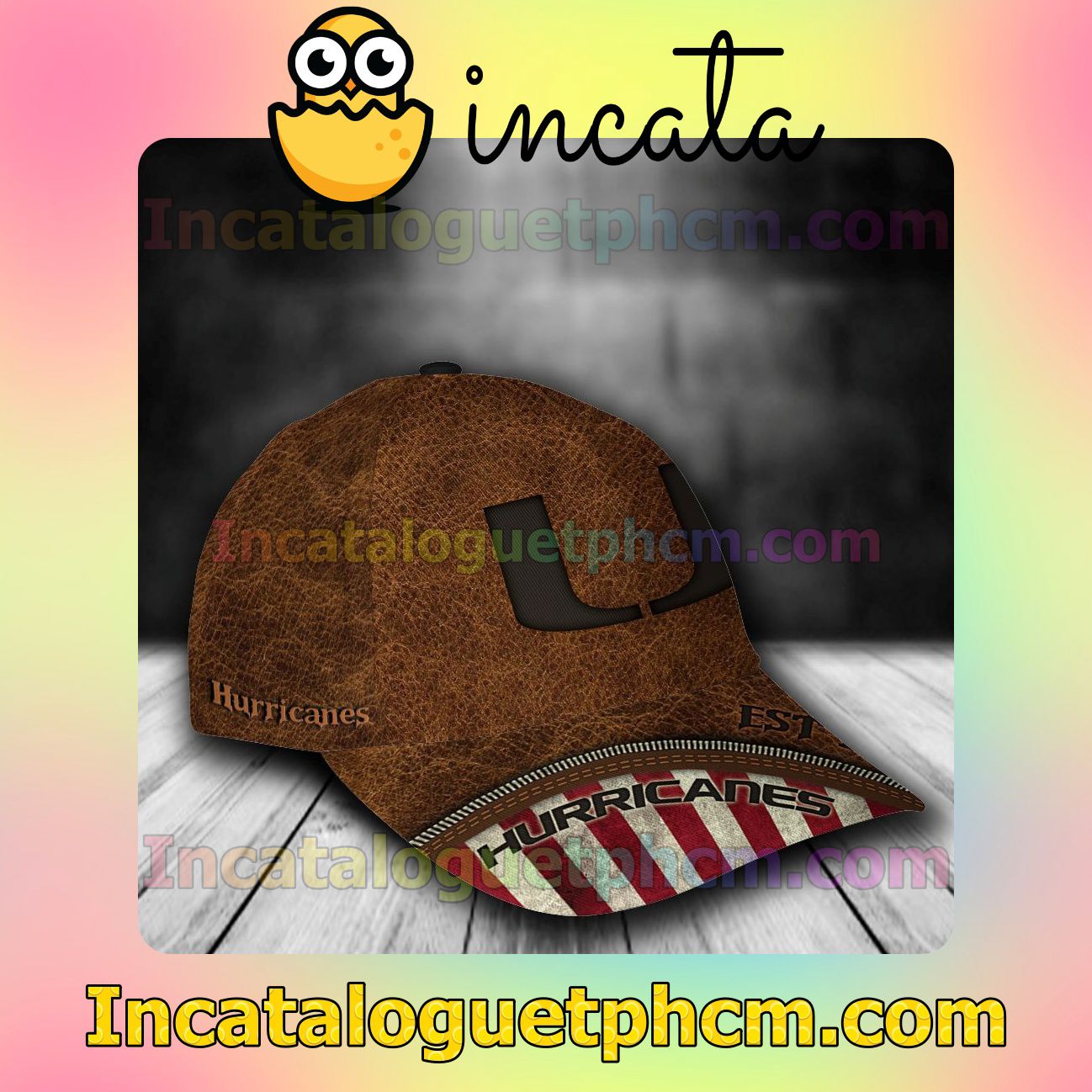 Great Quality Miami Hurricanes Leather Zipper Print Customized Hat Caps