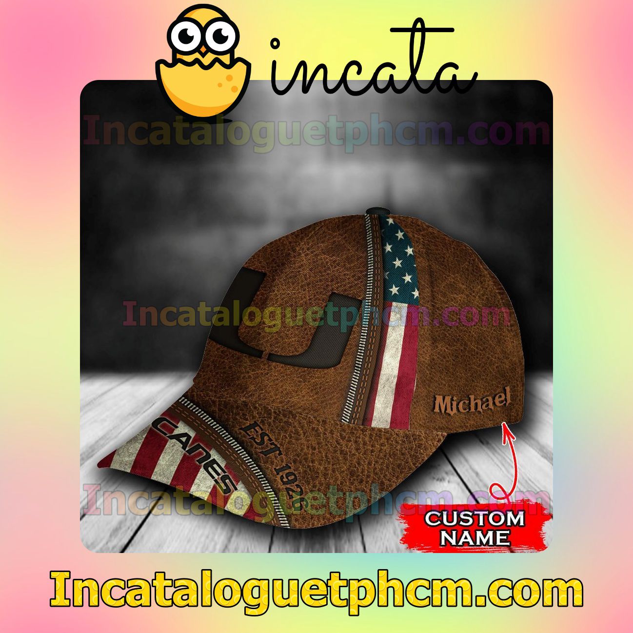 Best Gift Miami Hurricanes Leather Zipper Print Customized Hat Caps