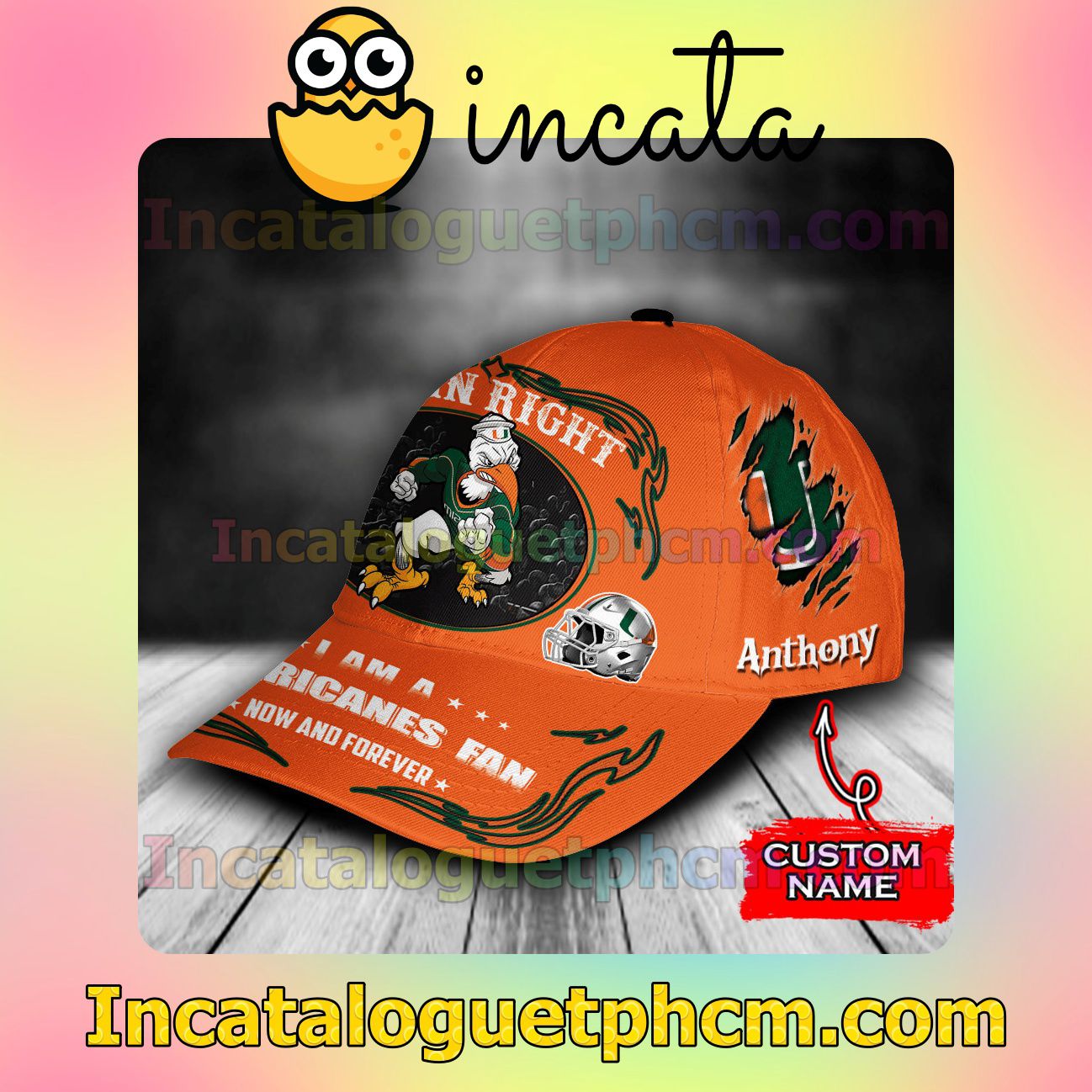Great Miami Hurricanes Mascot NCAA Customized Hat Caps