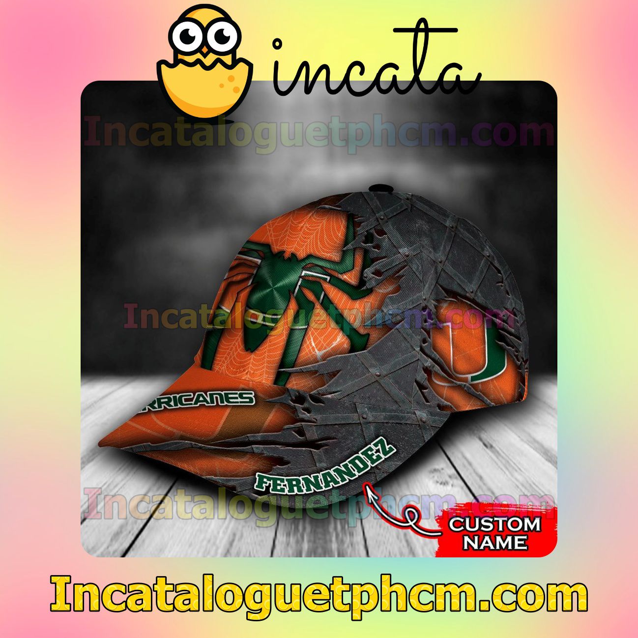 Top Selling Miami Hurricanes Spiderman NCAA Customized Hat Caps