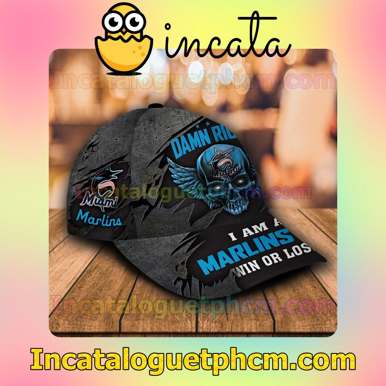 Father's Day Gift Miami Marlins Damn Right I Am A Fan Win Or Lose MLB Customized Hat Caps