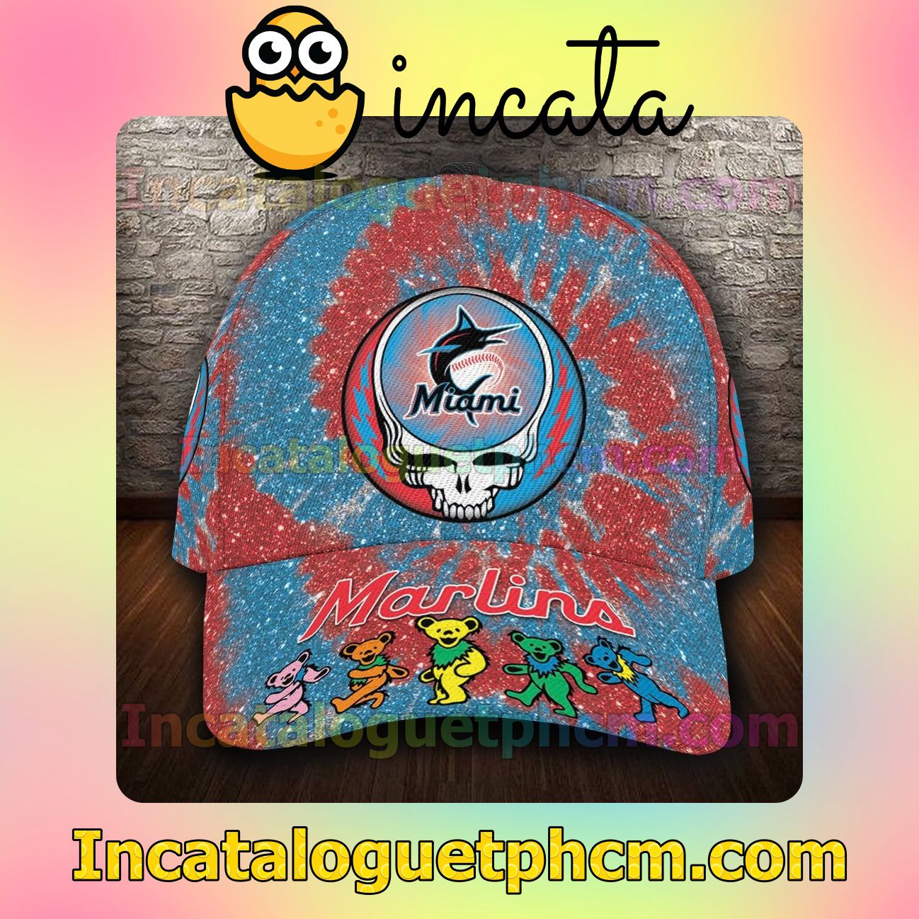 Best Miami Marlins & Grateful Dead Band MLB Customized Hat Caps