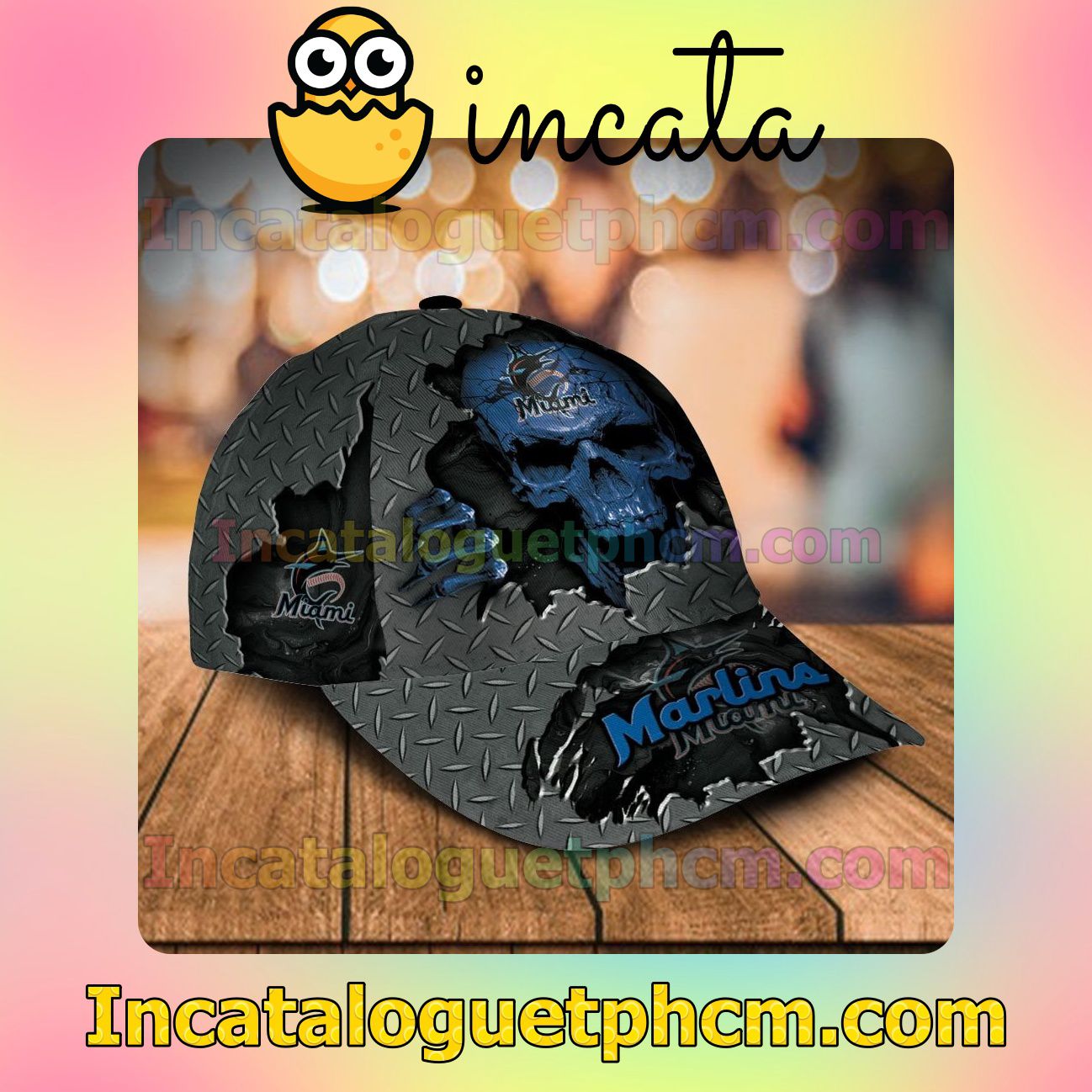Official Miami Marlins Skull MLB Customized Hat Caps