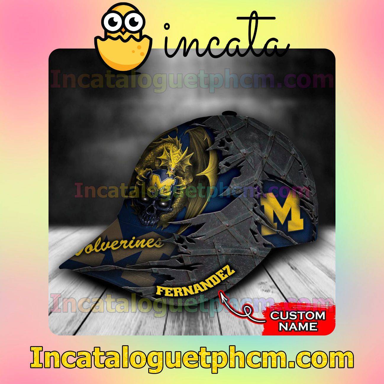 Fast Shipping Michigan Wolverines Dragon NCAA Customized Hat Caps