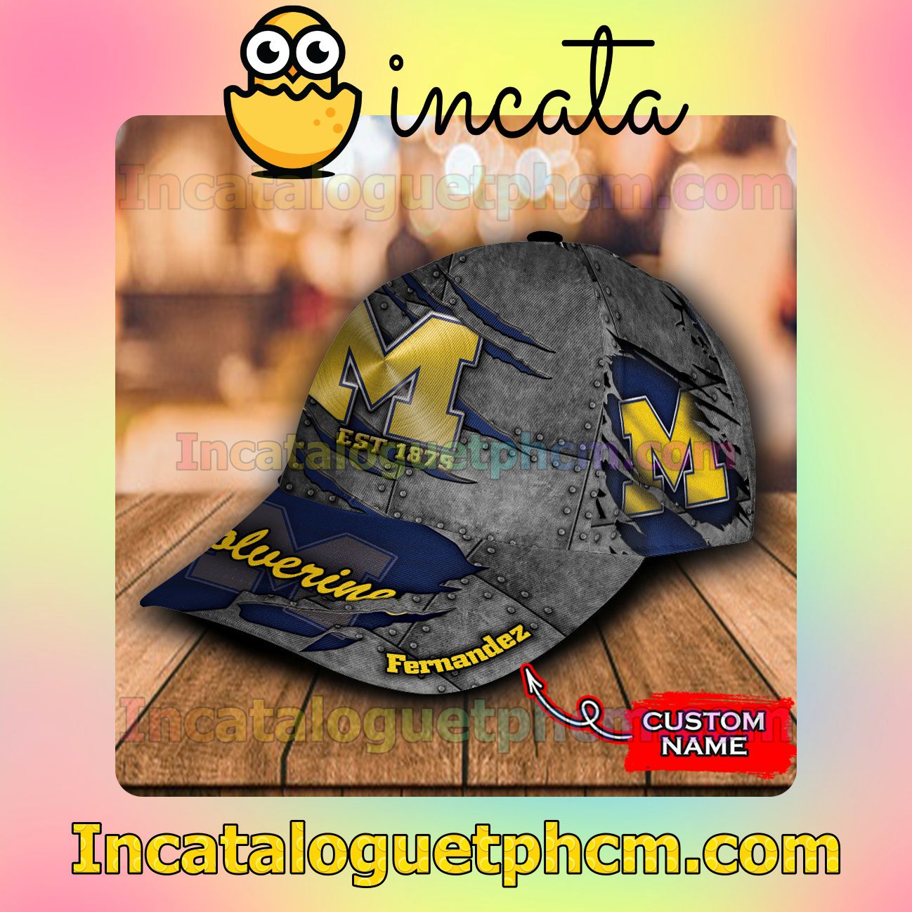 Wonderful Michigan Wolverines Leather Zipper Print Customized Hat Caps