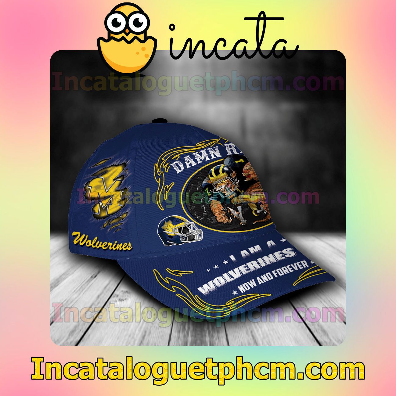 POD Michigan Wolverines Mascot NCAA Customized Hat Caps