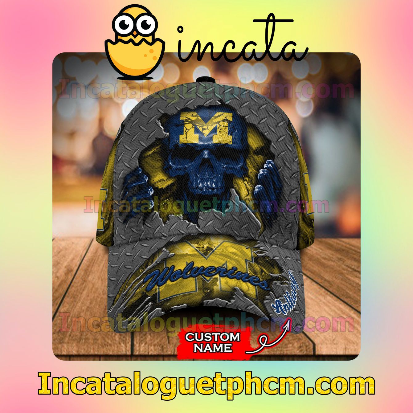 The cheapest Michigan Wolverines SKULL NCAA Customized Hat Caps