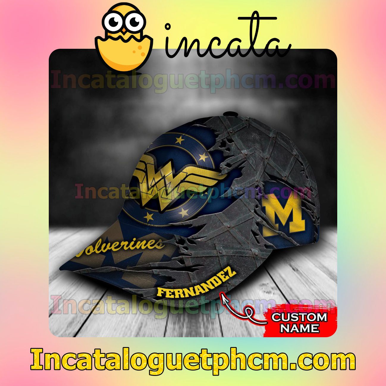 Amazon Michigan Wolverines Wonder Wonman NCAA Customized Hat Caps