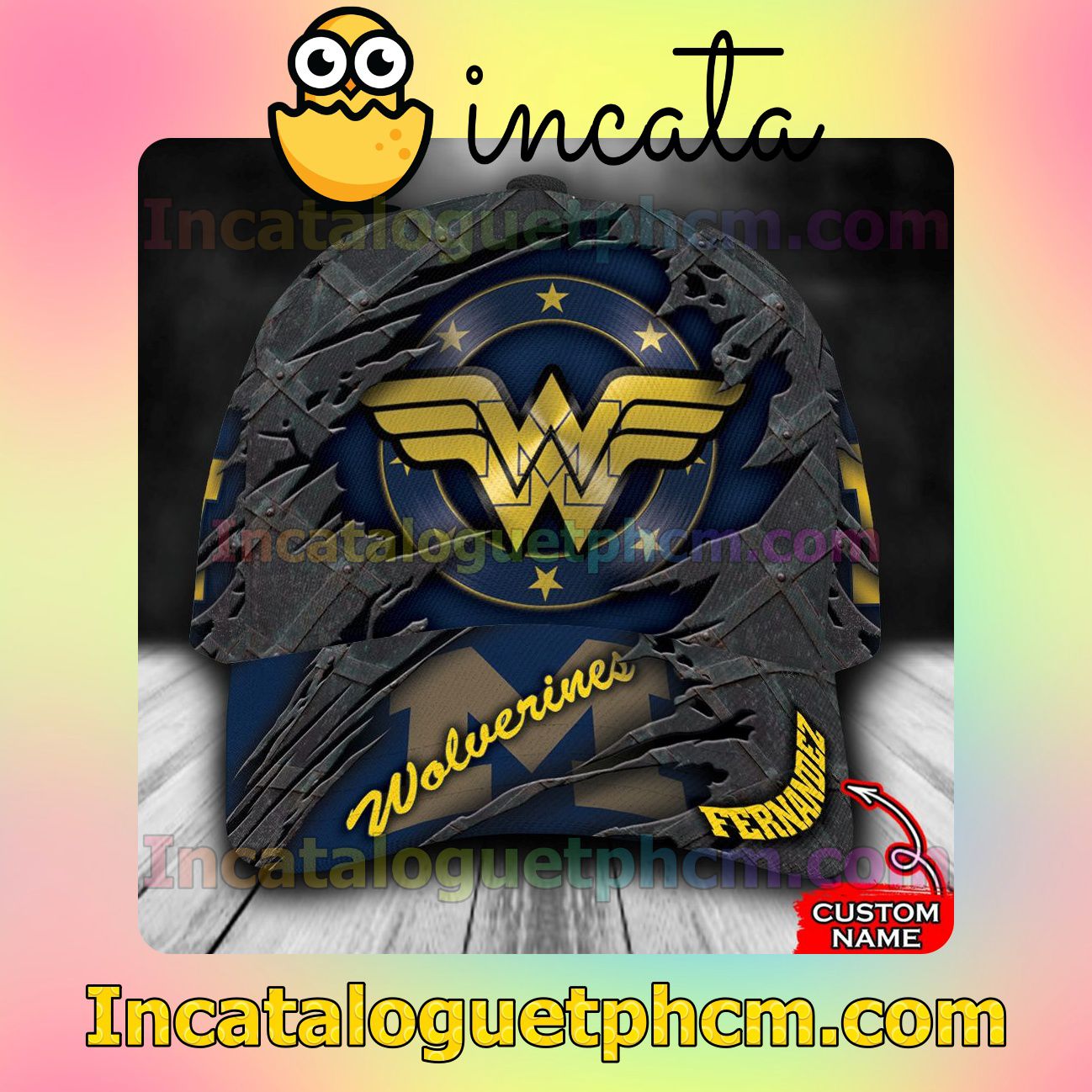 Michigan Wolverines Wonder Wonman NCAA Customized Hat Caps