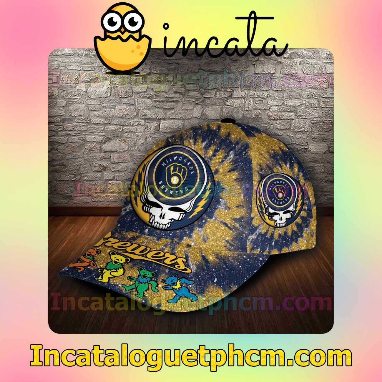 Best Shop Milwaukee Brewers & Grateful Dead Band MLB Customized Hat Caps