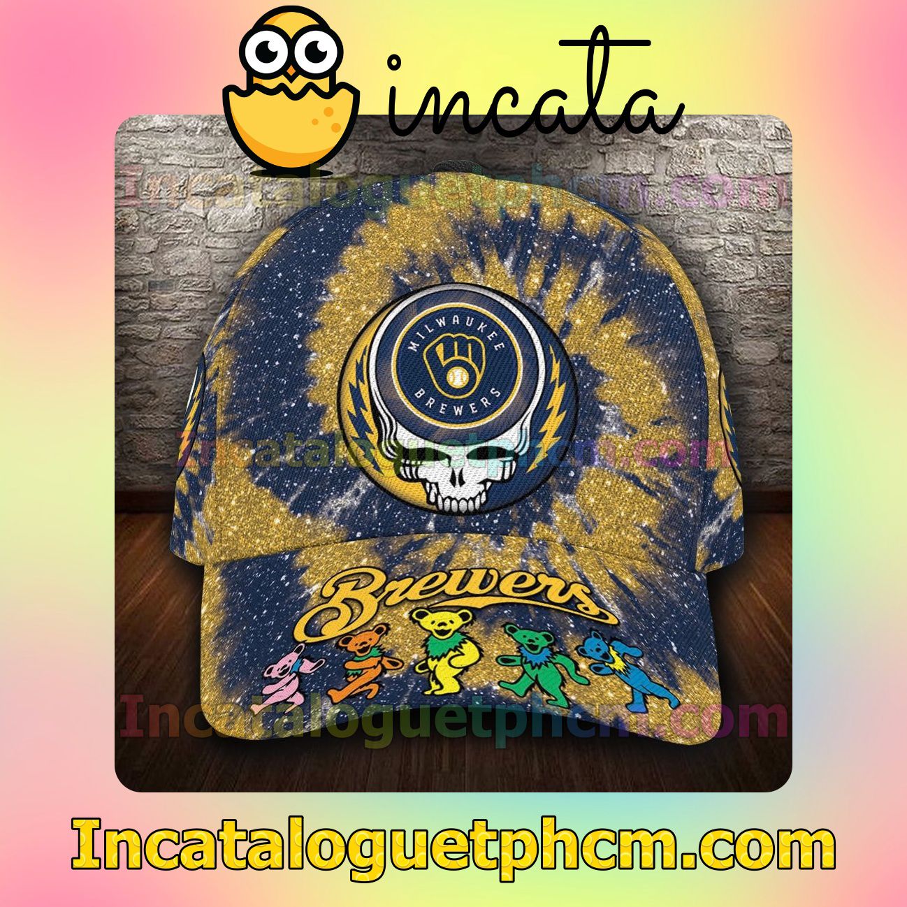 Drop Shipping Milwaukee Brewers & Grateful Dead Band MLB Customized Hat Caps