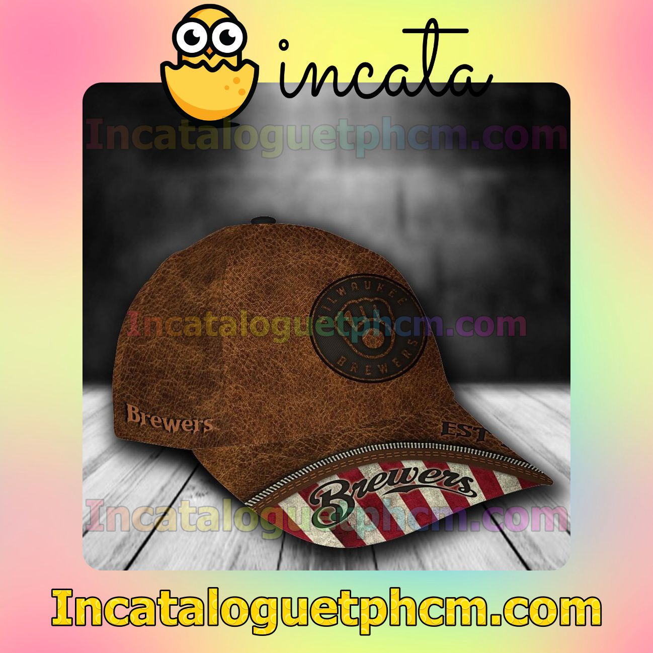 eBay Milwaukee Brewers Leather Zipper Print MLB Customized Hat Caps