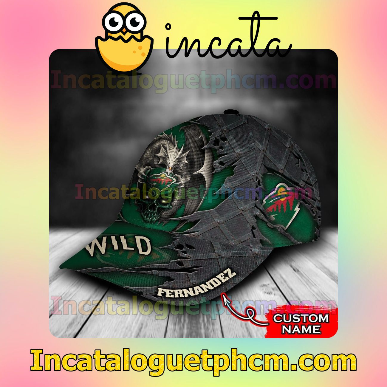 Order Minnesota Wild Dragon Crack 3D NHL Customized Hat Caps