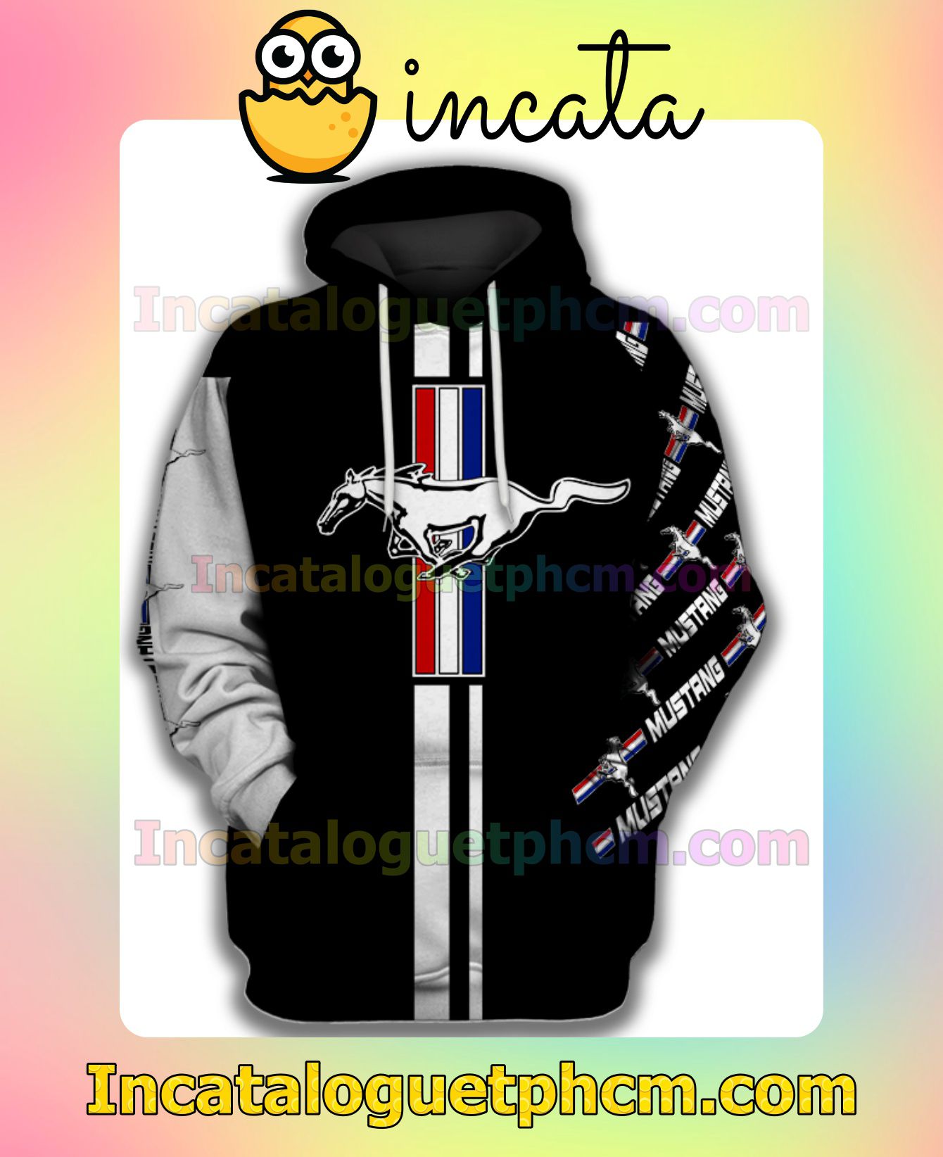 Great artwork! Mustang Brand Name And Logo Print Black And White Nike Zip Up Hoodie
