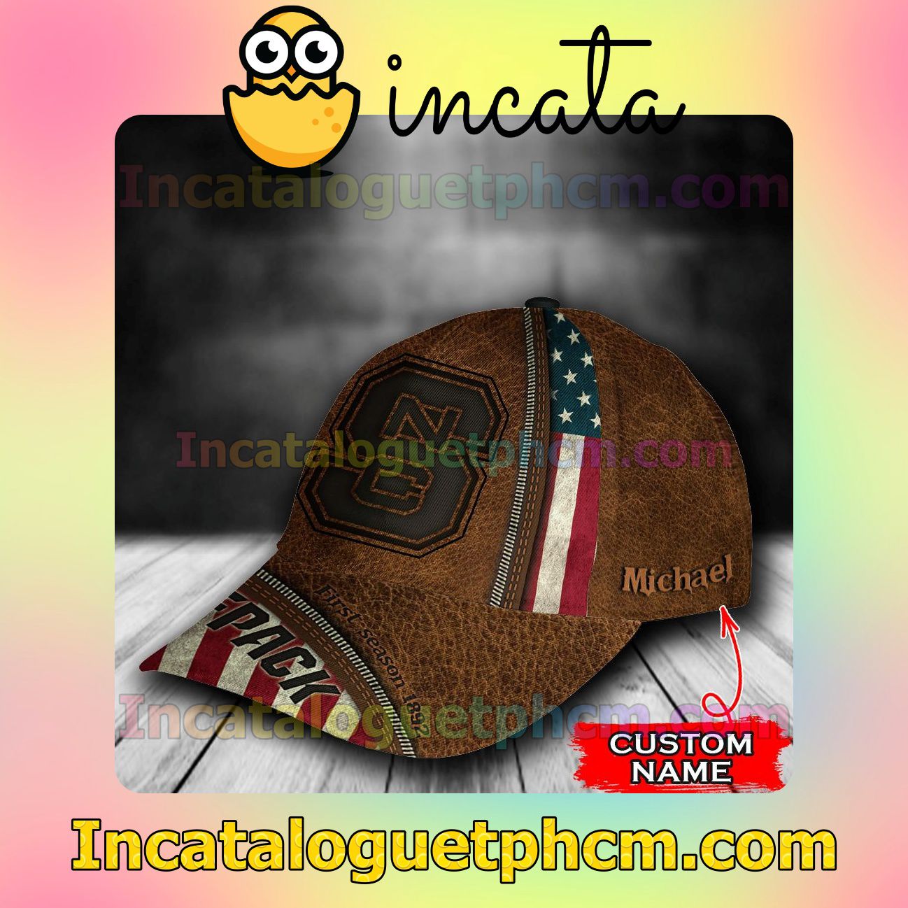 Luxury Nebraska Cornhuskers State Wolfpack Leather Zipper Print Customized Hat Caps