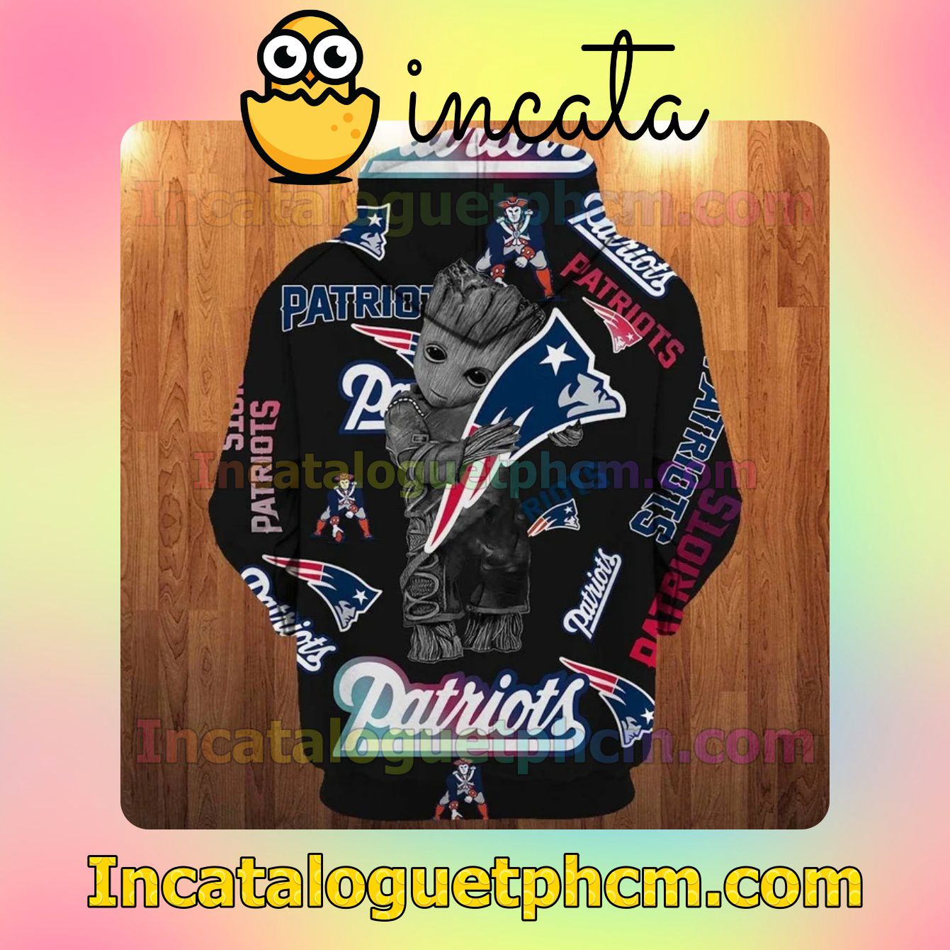 Very Good Quality New England Patriots With Groot Black Nike Zip Up Hoodie