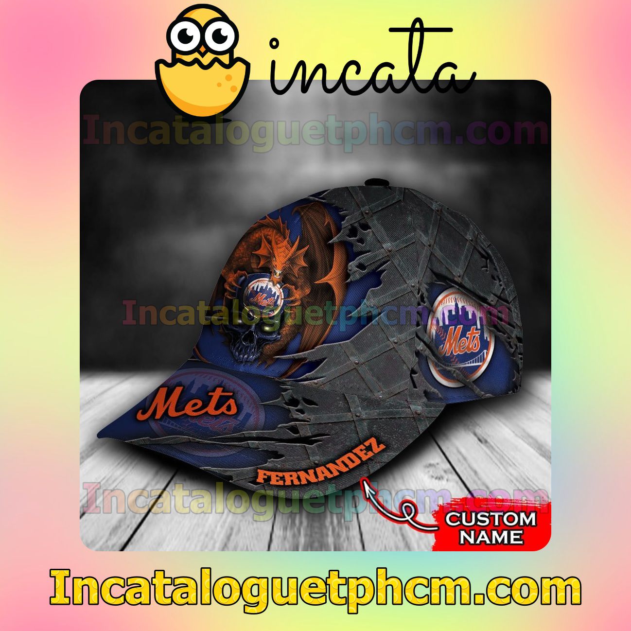 POD New York Mets Crack 3D MLB Customized Hat Caps