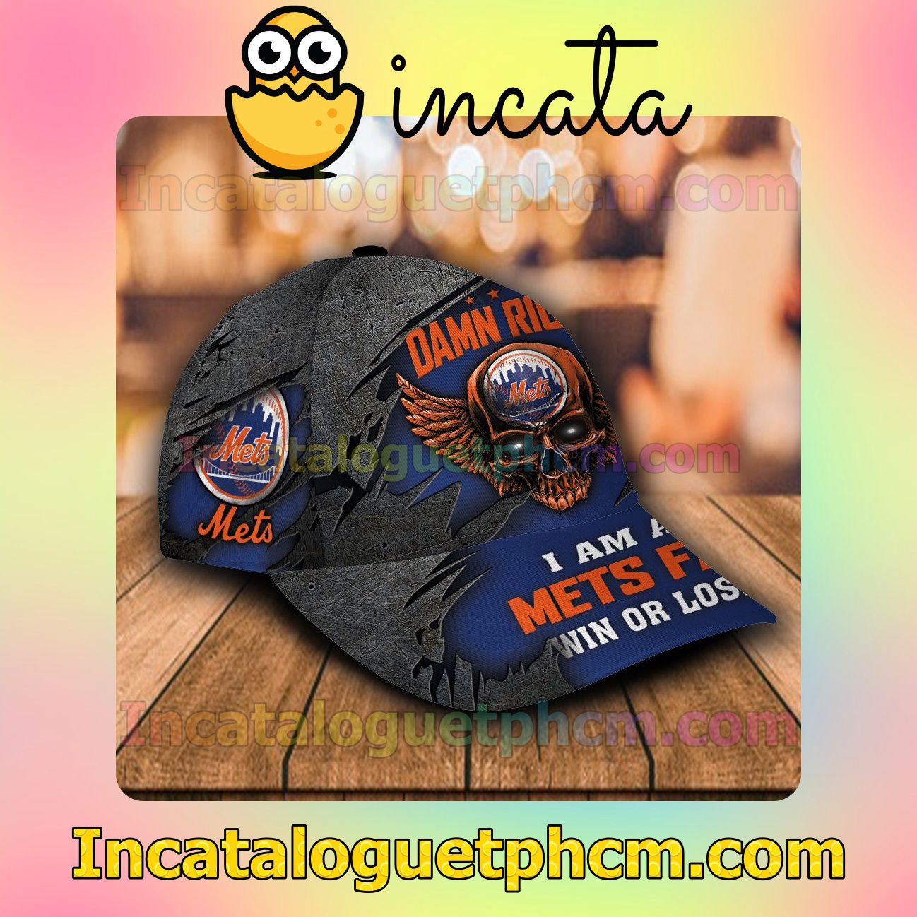 3D New York Mets Damn Right I Am A Fan Win Or Lose MLB Customized Hat Caps