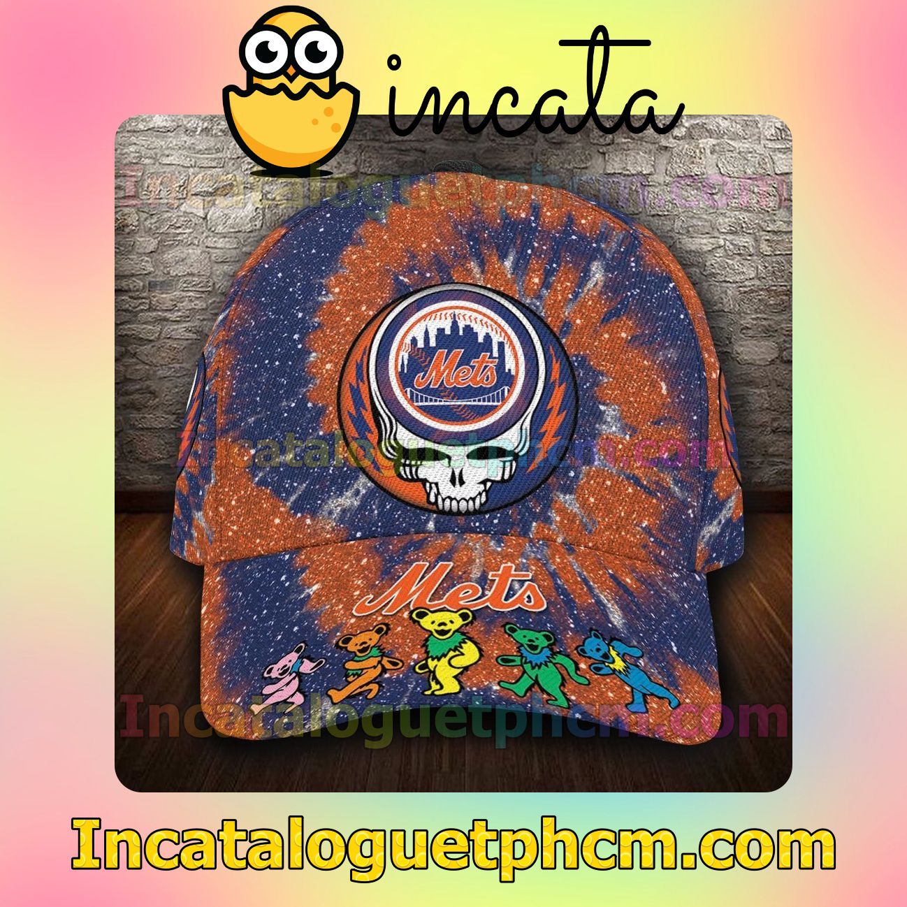 New New York Mets & Grateful Dead Band MLB Customized Hat Caps