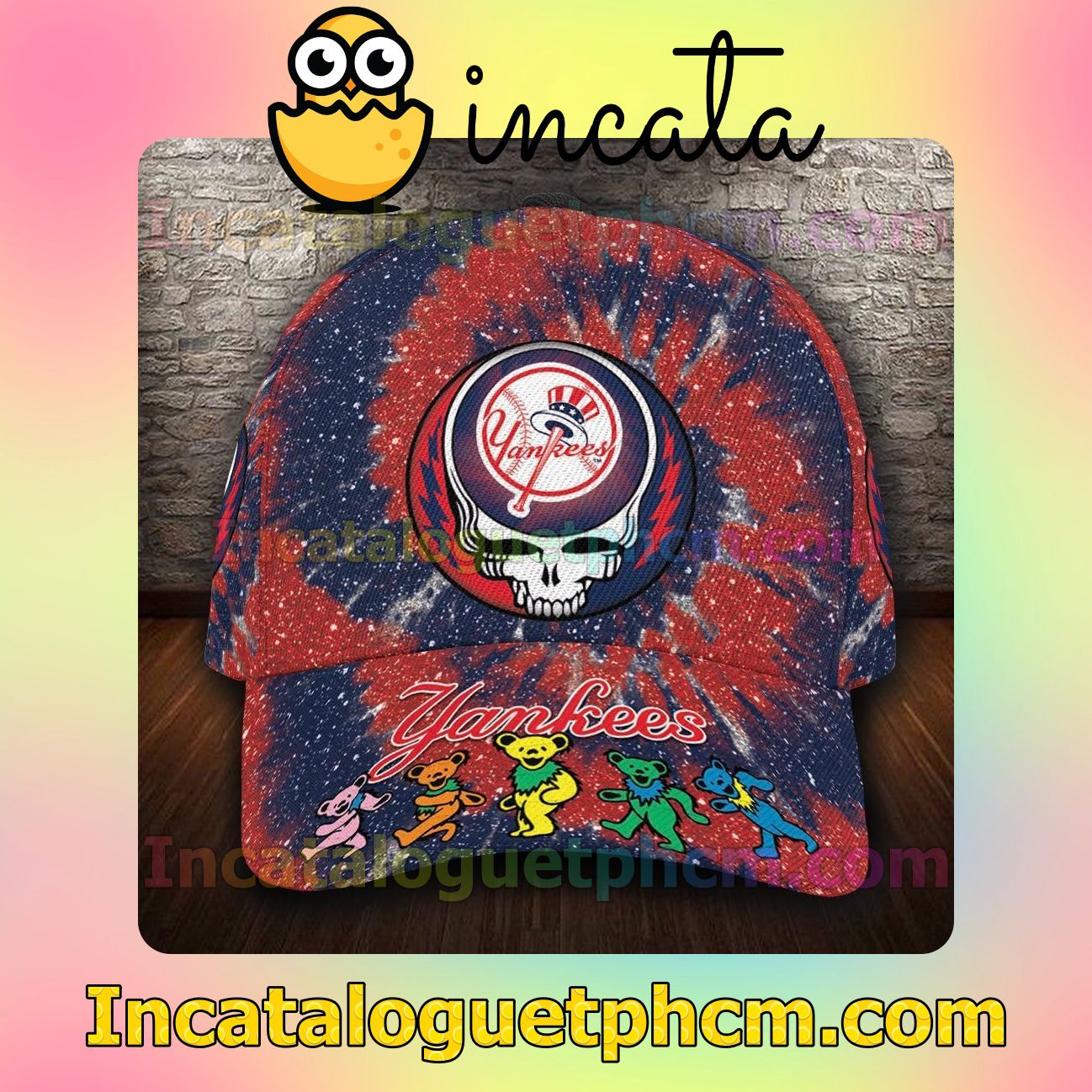 New York Yankees & Grateful Dead Band MLB Customized Hat Caps