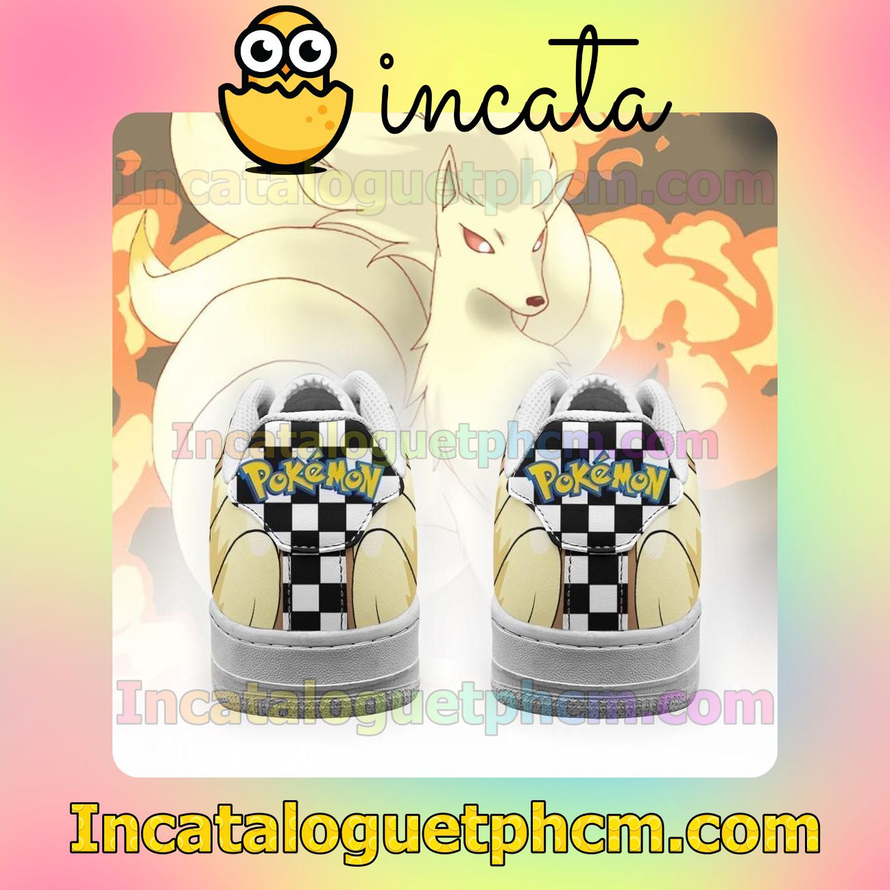  Ninetales Checkerboard Pokemon Nike Low Shoes Sneakers