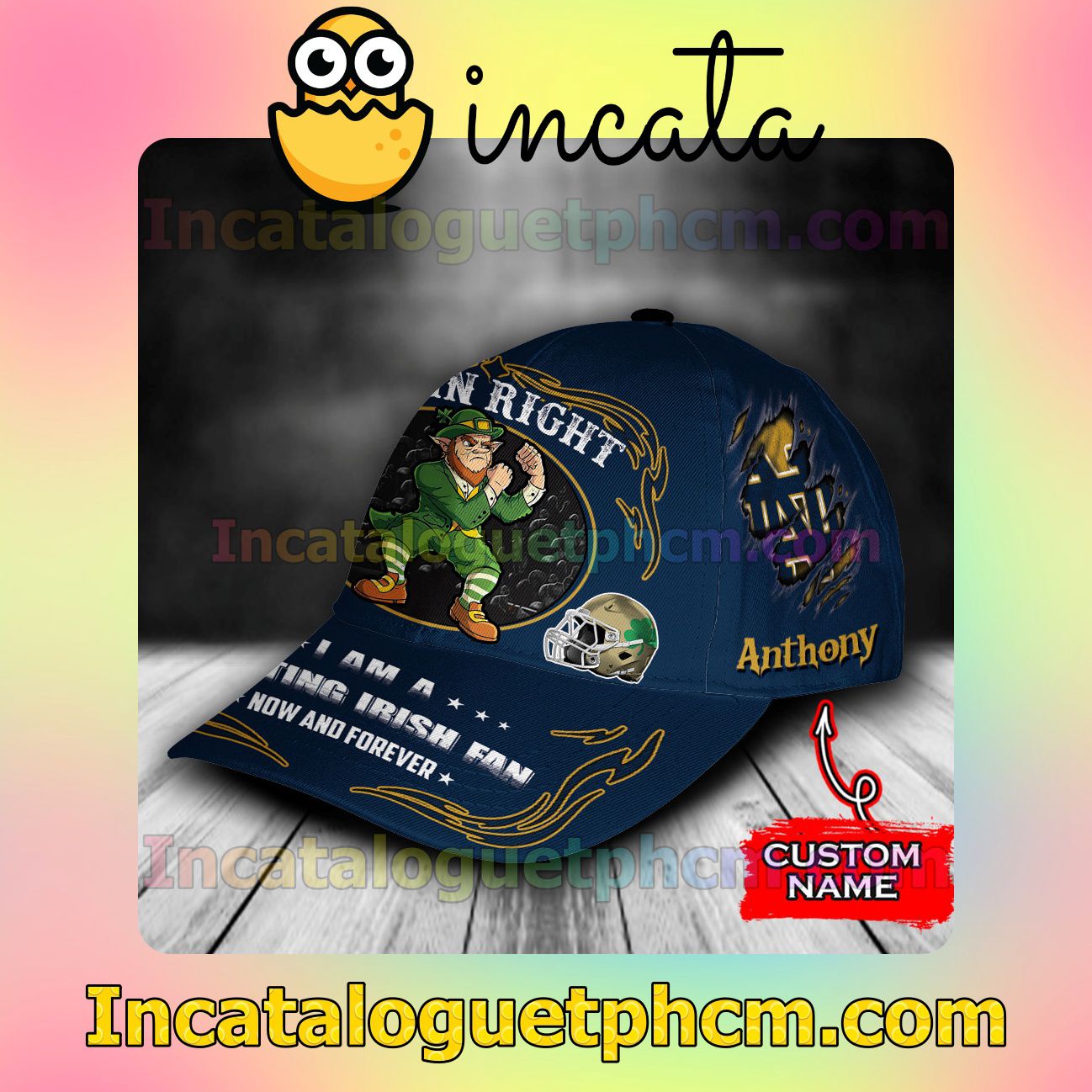 Best Gift Notre Dame Fighting Irish Mascot NCAA Customized Hat Caps