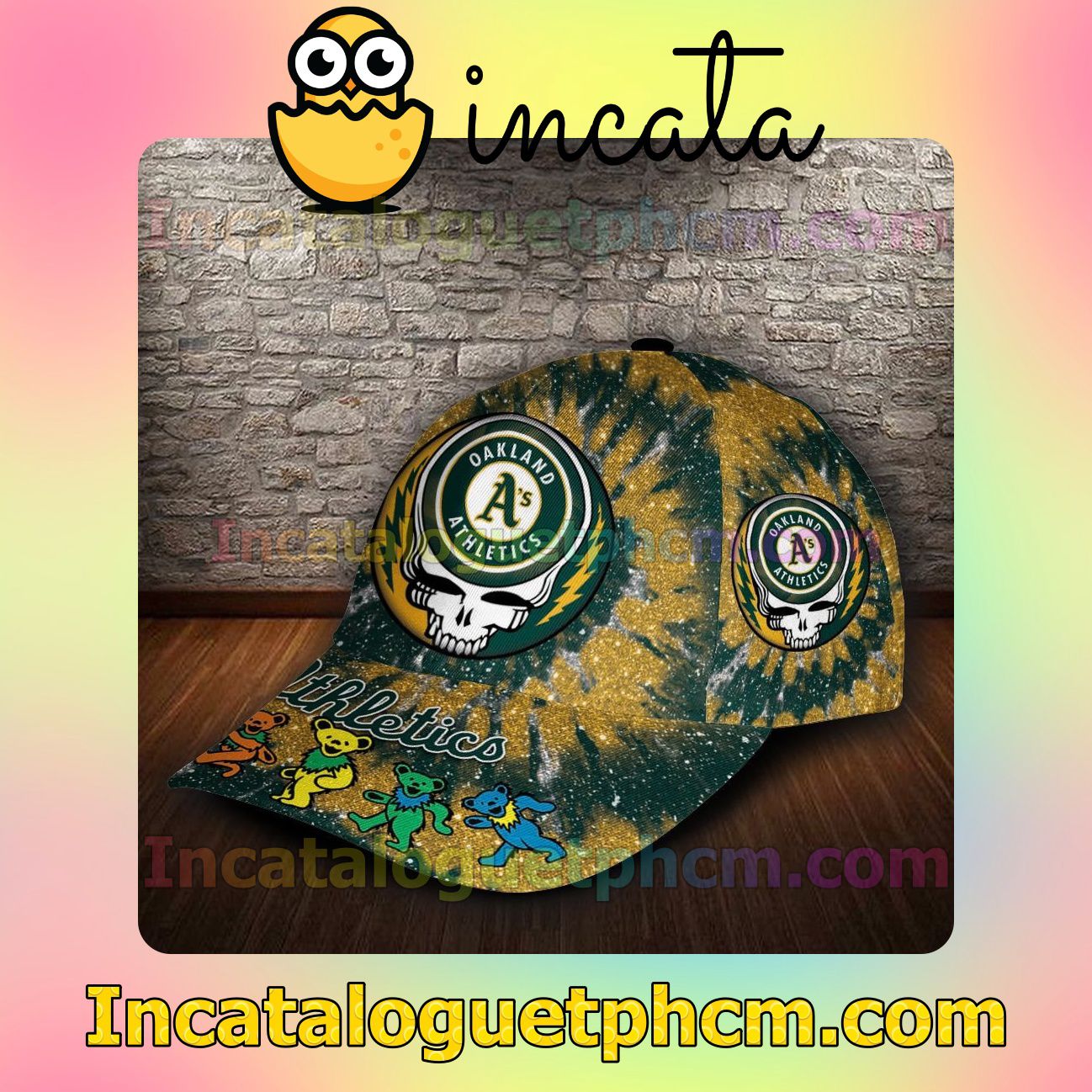 Real Oakland Athletics & Grateful Dead Band MLB Customized Hat Caps
