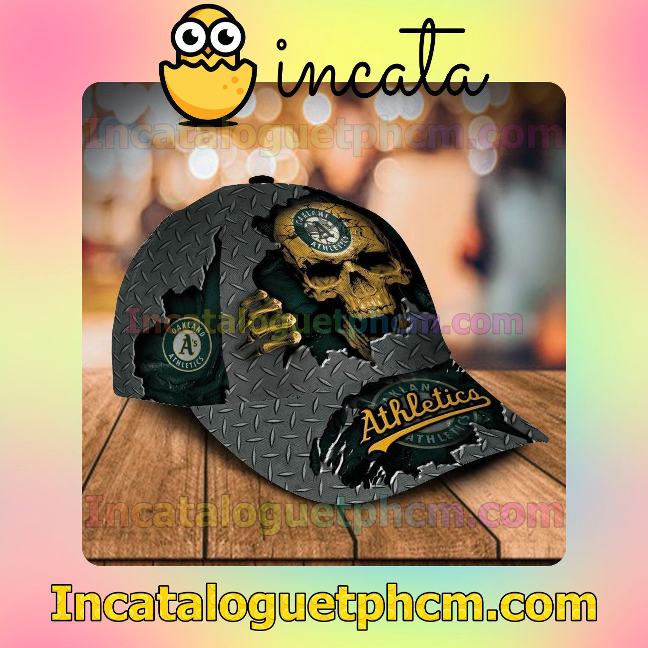 Absolutely Love Oakland Athletics Skull MLB Customized Hat Caps