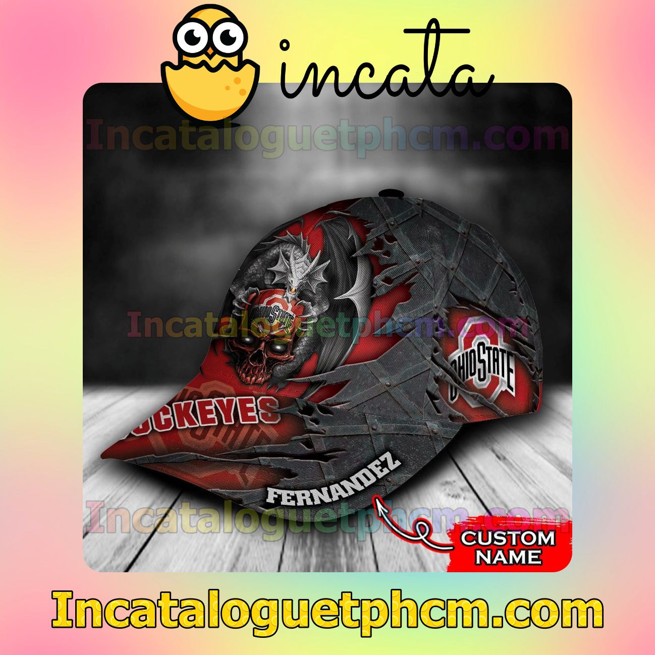 Perfect Ohio State Buckeyes Dragon NCAA Customized Hat Caps